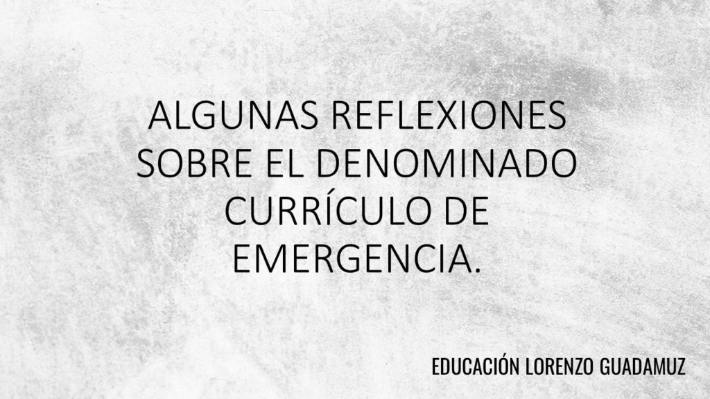 ALGUNAS REFLEXIONES SOBRE EL DENOMINADO CURRÍCULO DE EMERGENCIA.